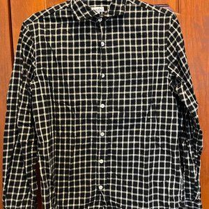 Steven Alan Cutaway Collar Shirt in Black Check (Size 15)